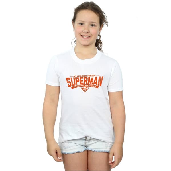 DC Comics T-shirt i bomull med Superman My Hero för flickor