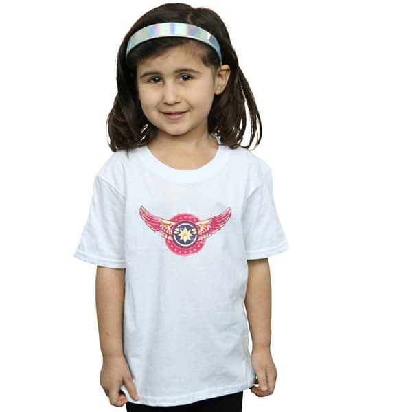 Marvel Girls Captain Marvel Wings Patch Cotton T-Shirt