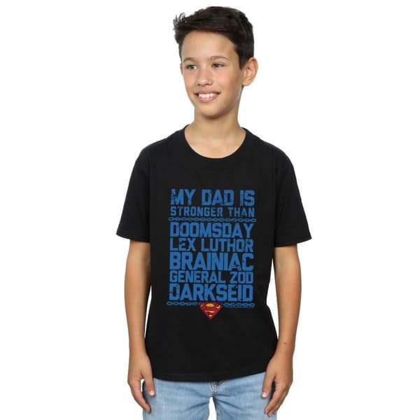 DC Comics Boys Superman My Dad Is Stronger Than T-Shirt