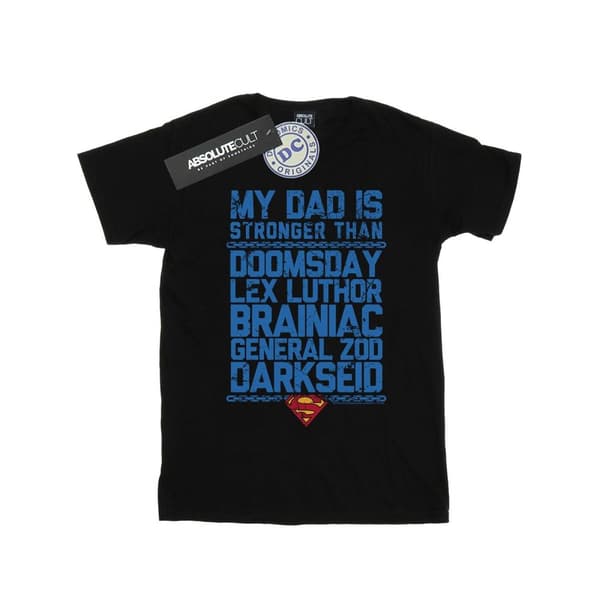 DC Comics Boys Superman My Dad Is Stronger Than T-Shirt