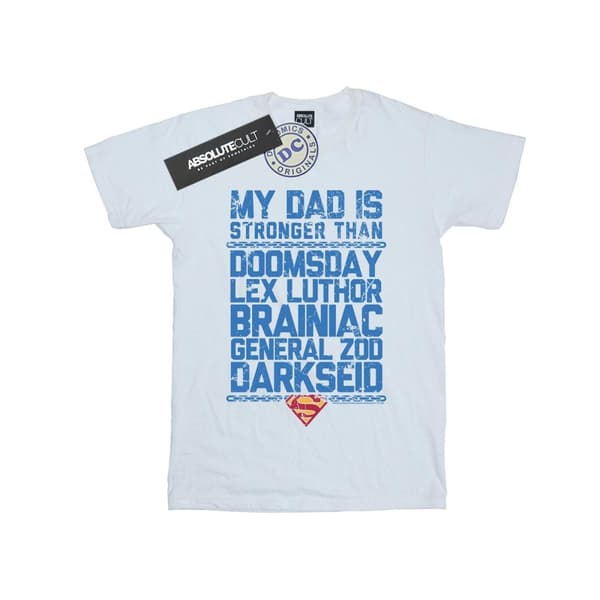 DC Comics Pojkar Superman My Dad Is Stronger Than T-shirt White 5-6 Years