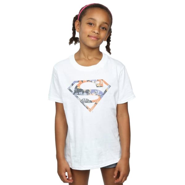 DC Comics T-shirt i bomull med Supermans blommiga logotyp 2 för flickor