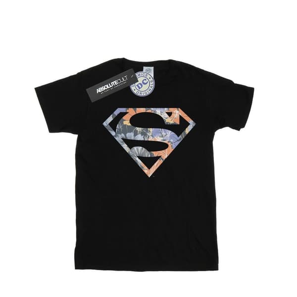 DC Comics T-shirt i bomull med Supermans blommiga logotyp 2 för flickor