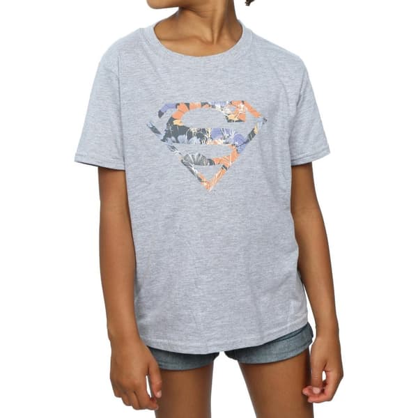 DC Comics T-shirt i bomull med Supermans blommiga logotyp 2 för flickor