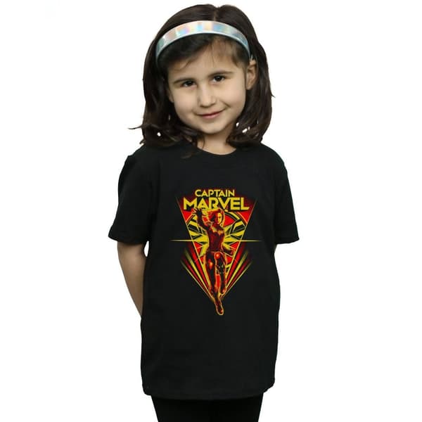 Marvel T-shirt i bomull med Flying V från Captain Marvel för flickor