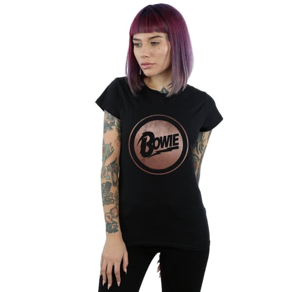 David Bowie Dam/Tjej Rose Gold Circle Bomulls-T-shirt