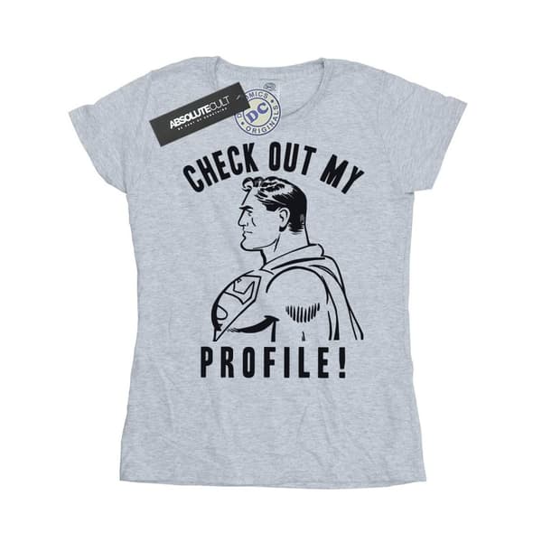 DC Comics Superman Check Out My Profile - bomulls-T-shirt för damer och kvinnor