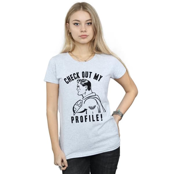 DC Comics Superman Check Out My Profile - bomulls-T-shirt för damer och kvinnor