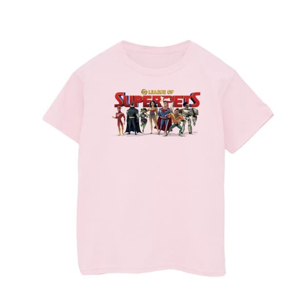 DC Comics Girls DC Comics DC League Of Super-Pets Group Logo Cotton T-Shirt Baby Pink 3-4 Years