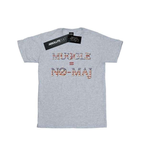Fantastic Beasts T-shirt i bomull för flickor - No Muggle No Maj Sports Grey 9-11 Years