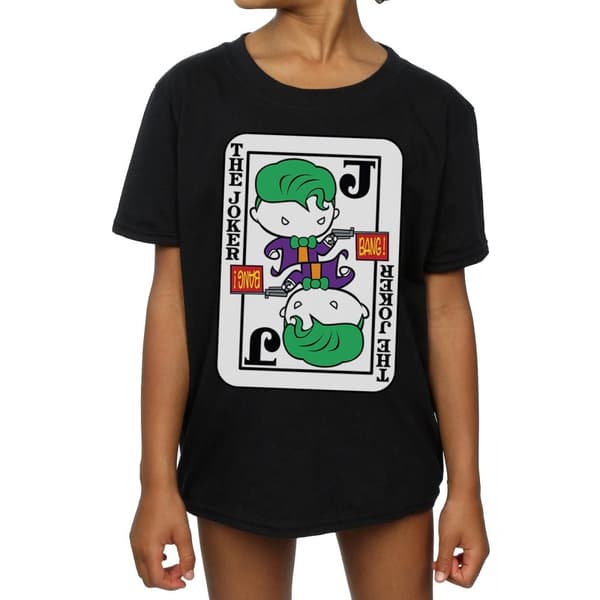 DC Comics T-shirt i bomull med Chibi-joker och spelkort för flickor