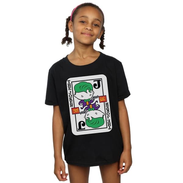 DC Comics T-shirt i bomull med Chibi-joker och spelkort för flickor