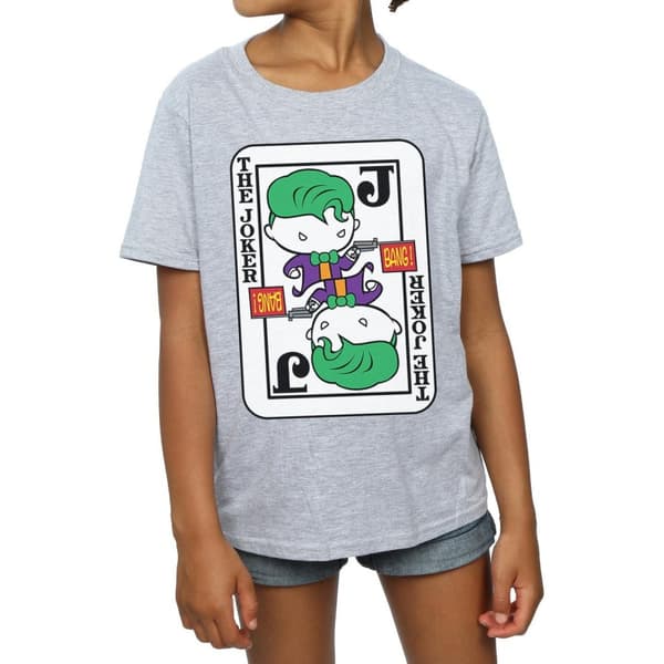 DC Comics T-shirt i bomull med Chibi-joker och spelkort för flickor