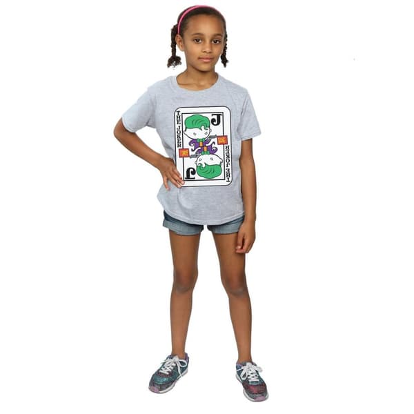 DC Comics T-shirt i bomull med Chibi-joker och spelkort för flickor