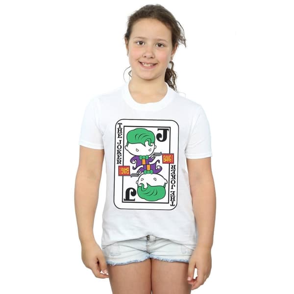 DC Comics T-shirt i bomull med Chibi-joker och spelkort för flickor