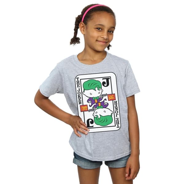 DC Comics T-shirt i bomull med Chibi-joker och spelkort för flickor