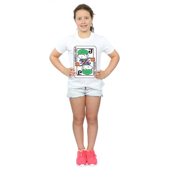 DC Comics T-shirt i bomull med Chibi-joker och spelkort för flickor