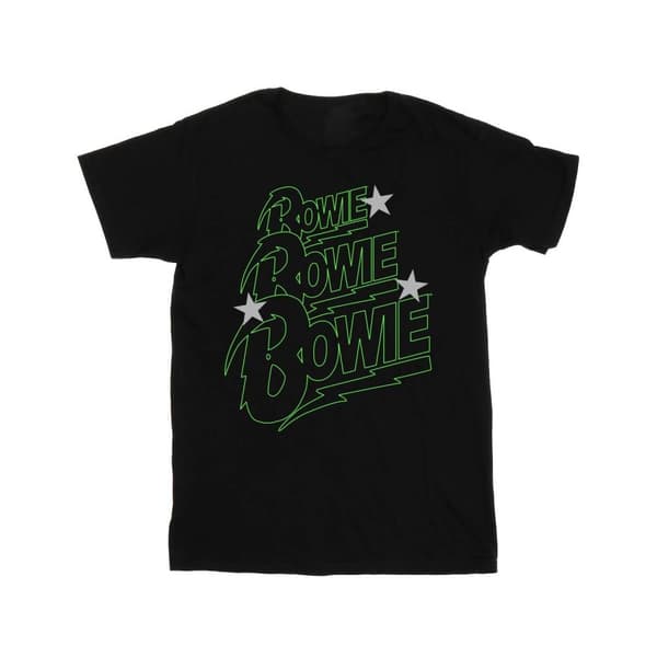 David Bowie T-shirt i bomull med Multiple Neon-logotyp för flickor Black 9-11 Years