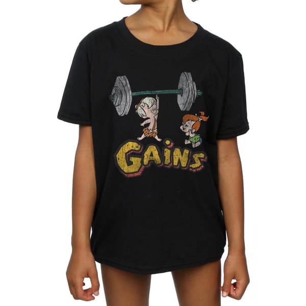 The Flintstones Girls Bam Bam Gains Distressed Cotton T-Shirt