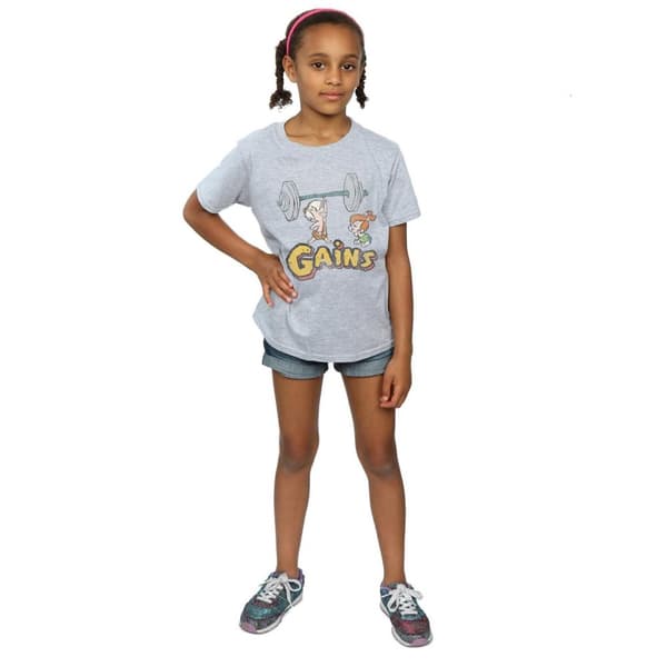 The Flintstones Girls Bam Bam Gains Distressed Cotton T-Shirt