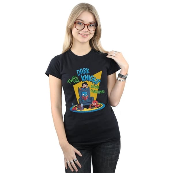 DC Comics Womens/Ladies Super Friends Dark Knight Before Christmas Cotton T-Shirt