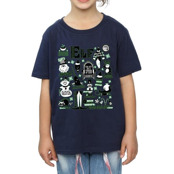 Elf T-shirt i bomull med infografisk affisch för flickor
