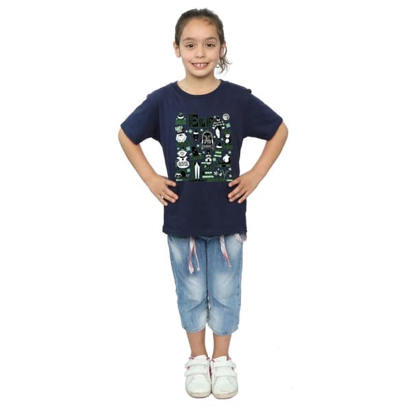 Elf T-shirt i bomull med infografisk affisch för flickor