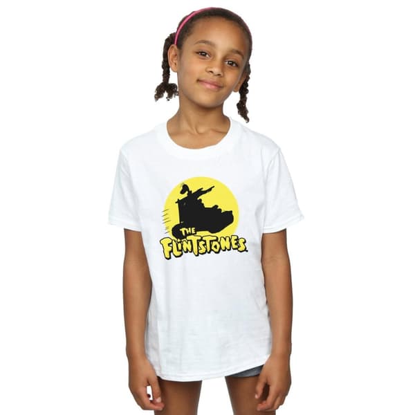 The Flintstones T-shirt i bomull med bilsilhuett för flickor