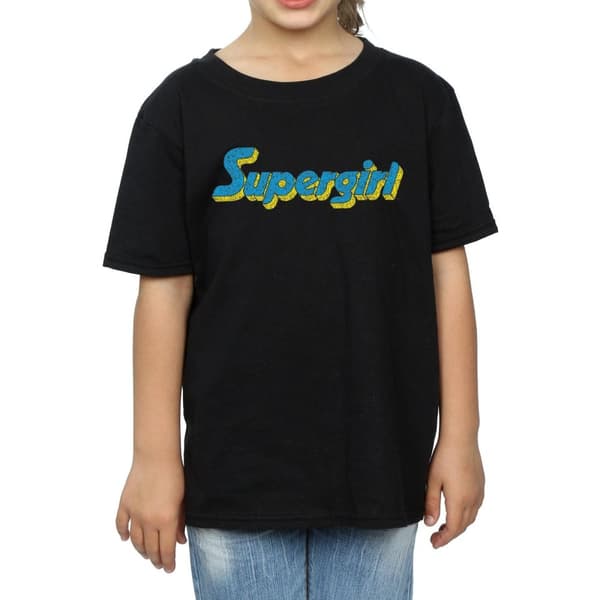 DC Comics Girls Supergirl Crackle Logo Cotton T-Shirt