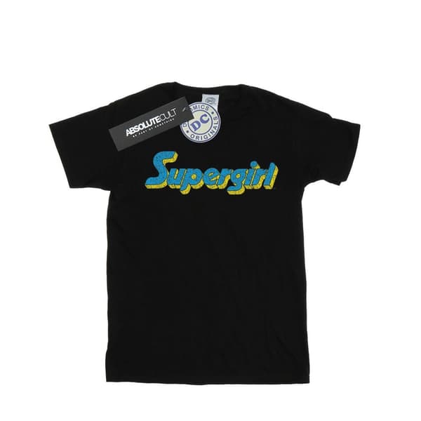 DC Comics Girls Supergirl Crackle Logo Cotton T-Shirt