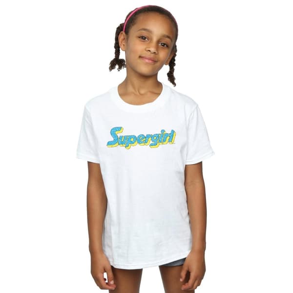 DC Comics Girls Supergirl Crackle Logo Cotton T-Shirt