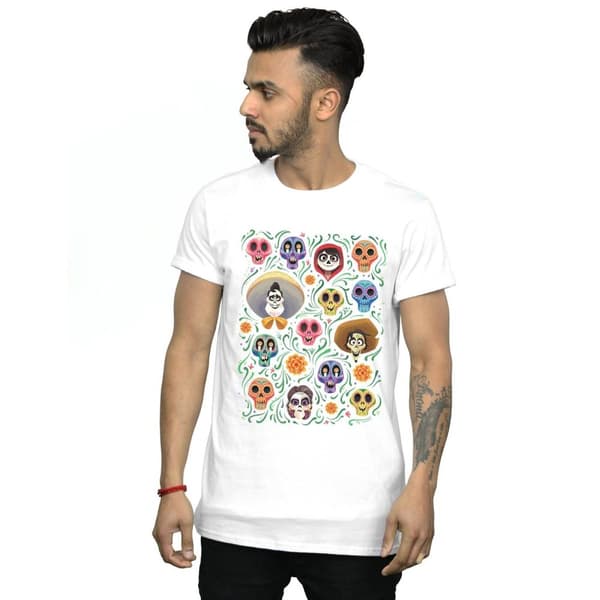 Disney Mens Coco Heads Pattern T-Shirt