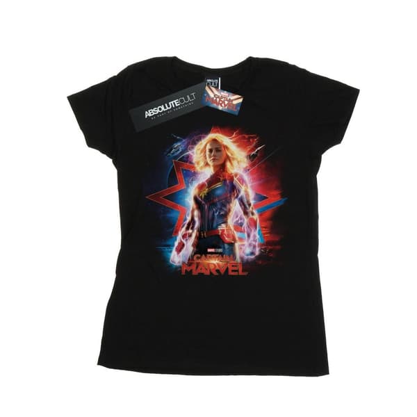 Marvel T-shirt i bomull med Captain Marvel-affisch för damer/kvinnor