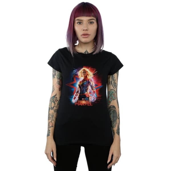 Marvel T-shirt i bomull med Captain Marvel-affisch för damer/kvinnor