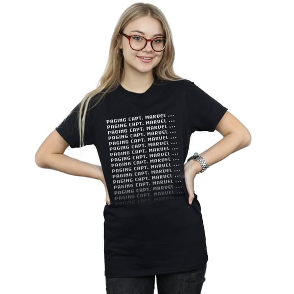 Marvel Womens/Ladies Captain Marvel Paging Captain Marvel Cotton Boyfriend T-Shirt