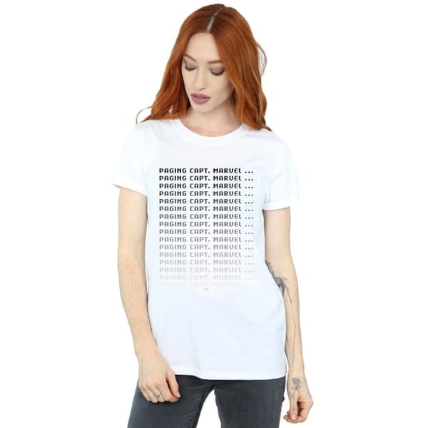 Marvel Womens/Ladies Captain Marvel Paging Captain Marvel Cotton Boyfriend T-Shirt