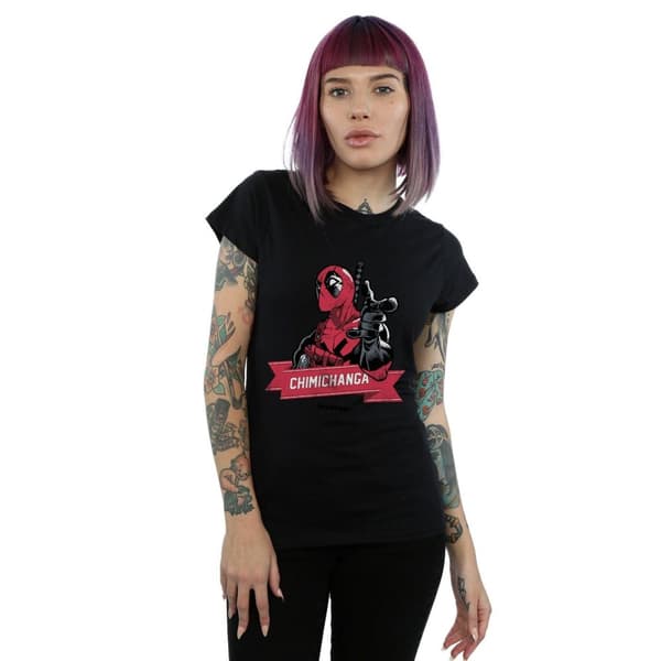 Marvel Womens/Ladies Deadpool Chimichanga Finger Cotton T-Shirt