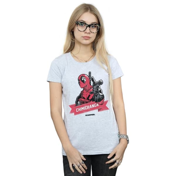Marvel Dam/Tjej Deadpool Chimichanga Finger Bomulls-T-shirt