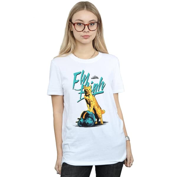 Marvel Womens/Ladies Captain Marvel Fly High Cotton Boyfriend T-Shirt