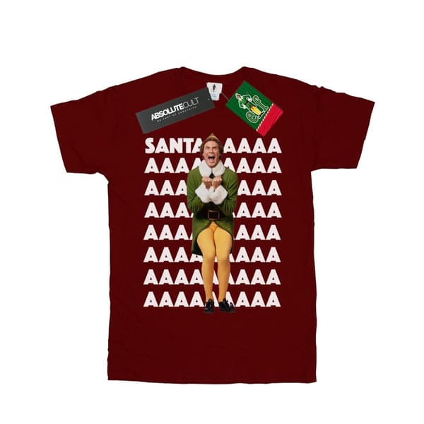Elf Buddy Santa Scream T-shirt för pojkar Burgundy 5-6 Years