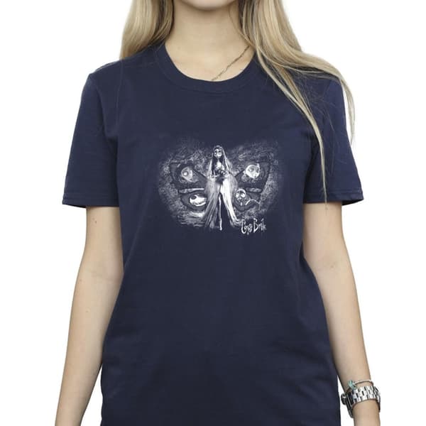 Corpse Bride Dam/Tjej Emily Butterfly Boyfriend T-shirt i bomull