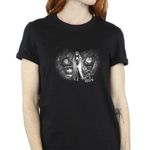 Corpse Bride Dam/Tjej Emily Butterfly Boyfriend T-shirt i bomull
