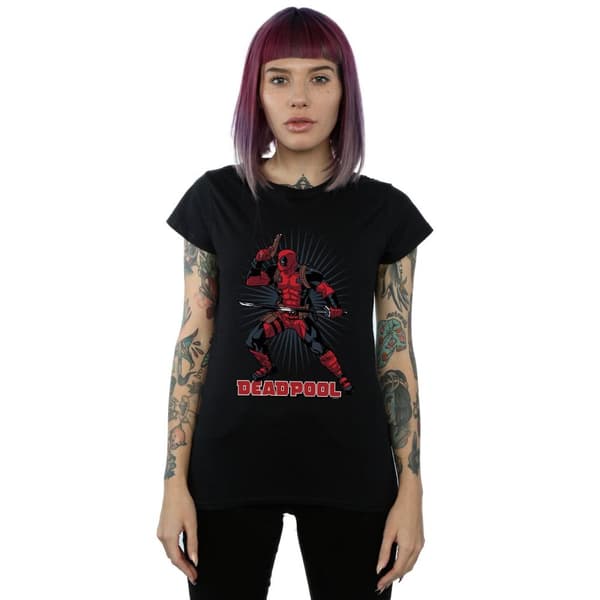 Marvel Womens/Ladies Deadpool Gun Sword Burst Cotton T-Shirt