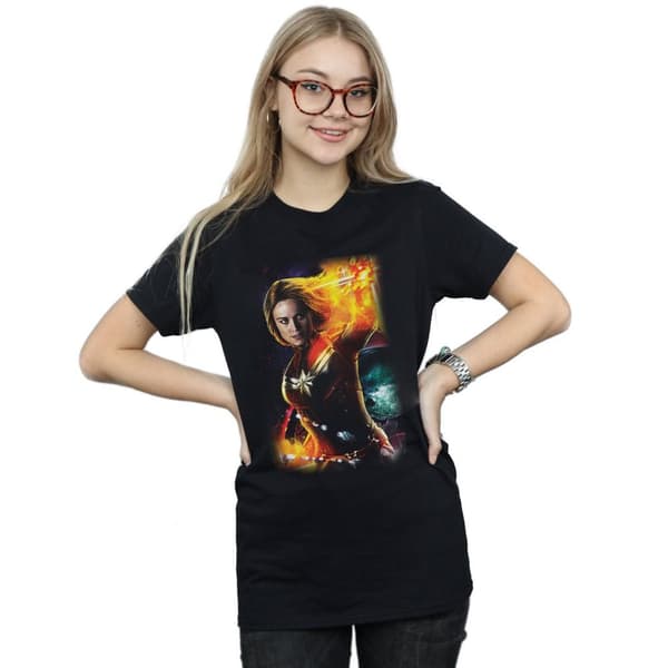 Marvel Dam/kvinnor Captain Marvel Galactic Shine Boyfriend T-shirt i bomull