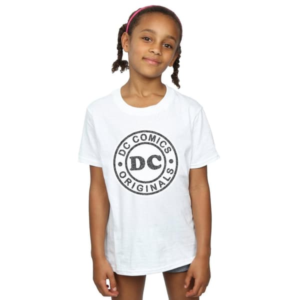 DC Comics DC Originals t-shirt i bomull med krackelerad logotyp för flickor