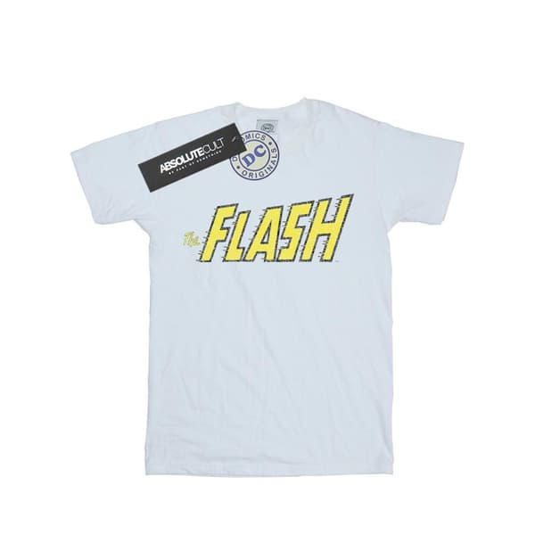 DC Comics Girls Flash Crackle Logo Cotton T-Shirt White 7-8 Years