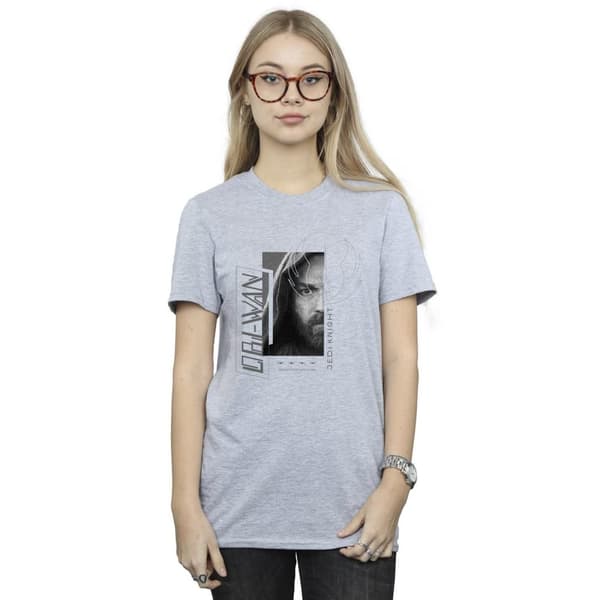 Star Wars Dam/Tjej Obi-Wan Kenobi Jedi SciFi Collage Bomull Boyfriend T-shirt