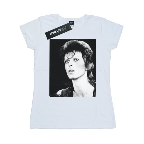 David Bowie Womens/Ladies Ziggy Looking Cotton T-Shirt White M