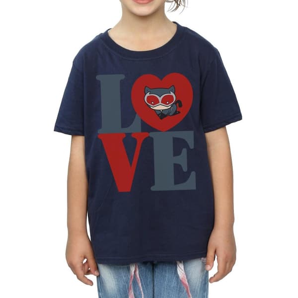 DC Comics Chibi Catwoman Love bomulls-T-shirt för flickor
