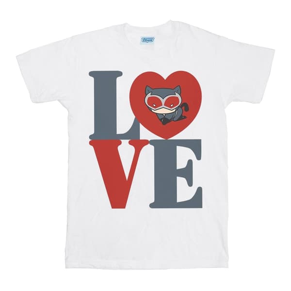 DC Comics Chibi Catwoman Love bomulls-T-shirt för flickor